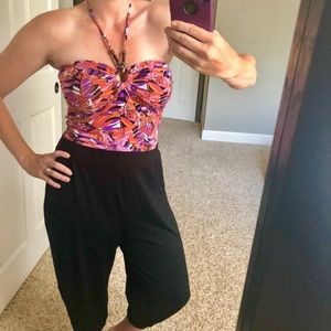 Women’s Tie Neck Cropped Pant Jumpsuit